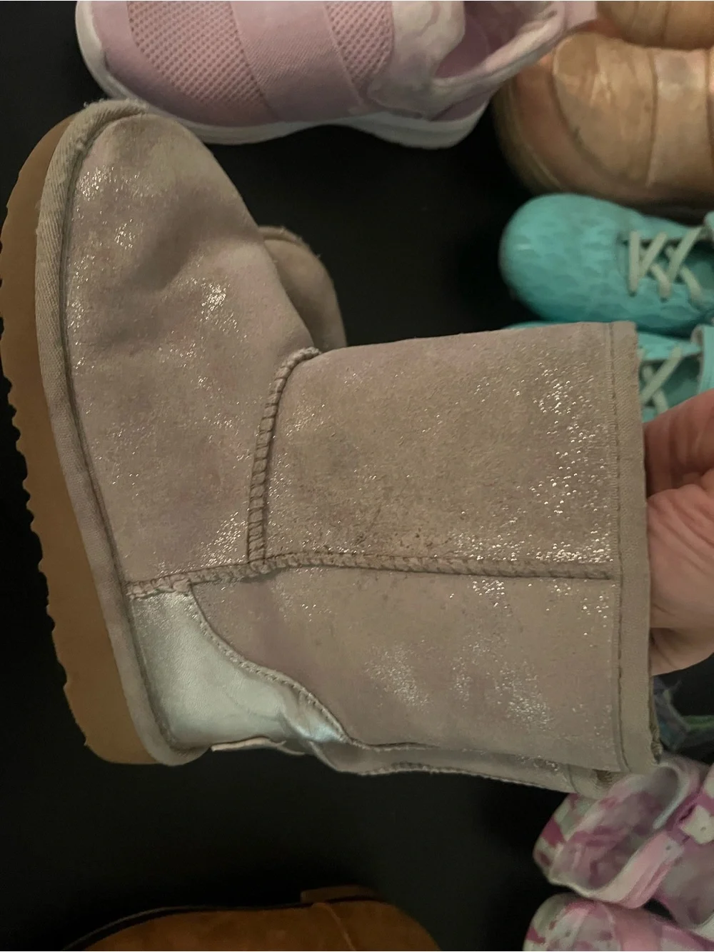 Kids boots - silver glitter list)